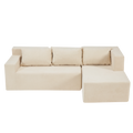 Video Compressed Modern Modular Sectional Sofa, L Shaped Couch Minimalist 2 Pieces Cloud Couch Foam Sofa With Pillows For Living Room Apartment, No Assembly Required Khaki Polyester Medium Firm Cushion Back L Shaped Square Arms Canvas 3 Seat