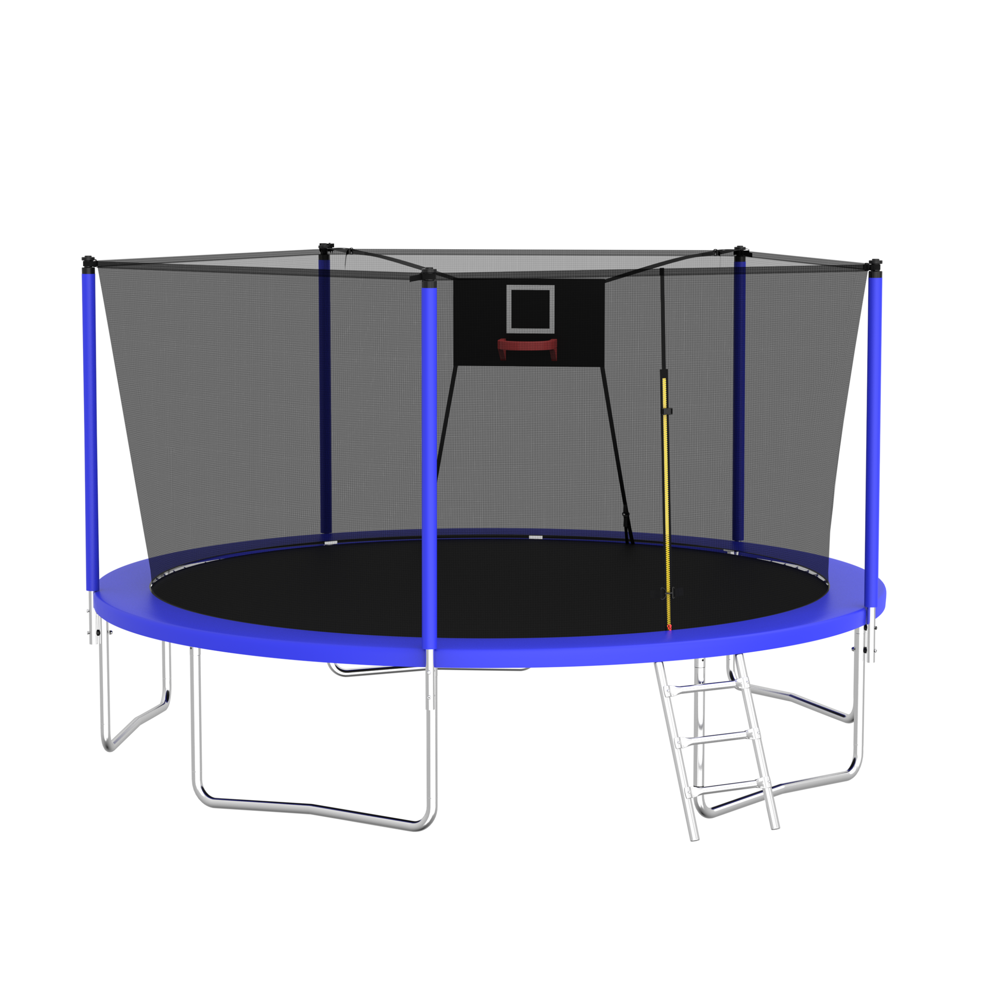 14Ft Trampoline Set With Swing,Sports Fitness Trampolines With Enclosure Net, Recreational Trampolines For Outdoor Indoor Blue Metal