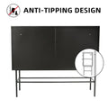 Retro Style Console Table Simple Modern Sideboard Storage Cabinet With Detachable Wide Shelves For Entryway Living Room Bathroom Dining Room Black Black Steel