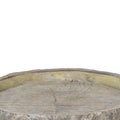 Decorative Round Shape Cemented Log Plate, Gray Gray Cement