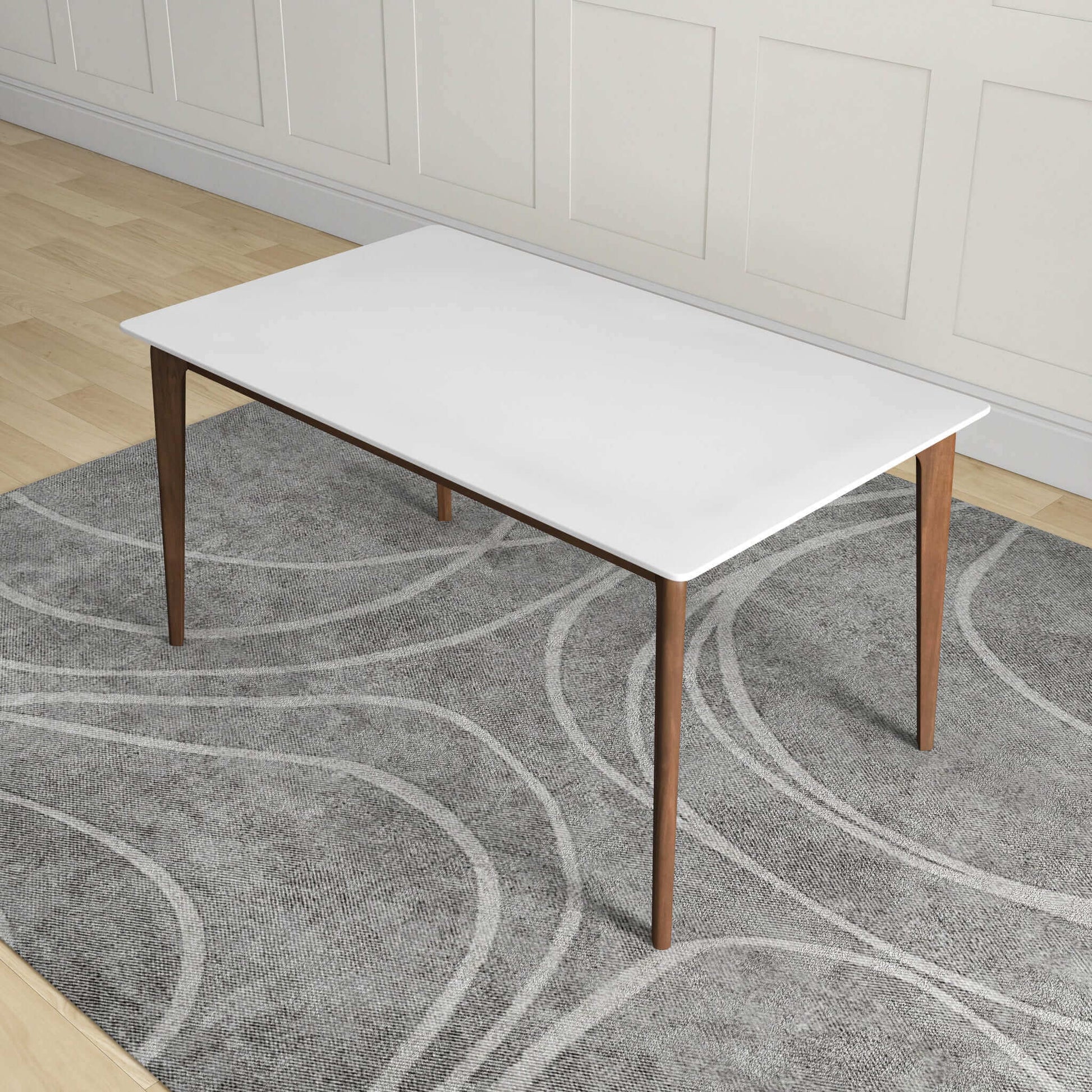 Lindsey Solid Wood White Top Dining Table Brown,White Seats 6 Brown Walnut Rectangular Solid Wood