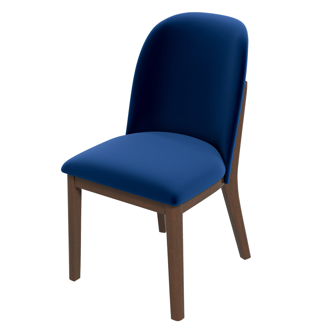 Kaitlyn Navy Blue Velvet Dining Chair Set Of 2 Solid Brown,Navy Blue Brown Dining Room Foam Wipe Clean Mid Century Modern Dining Chairs Foam Solid Wood,Velvet