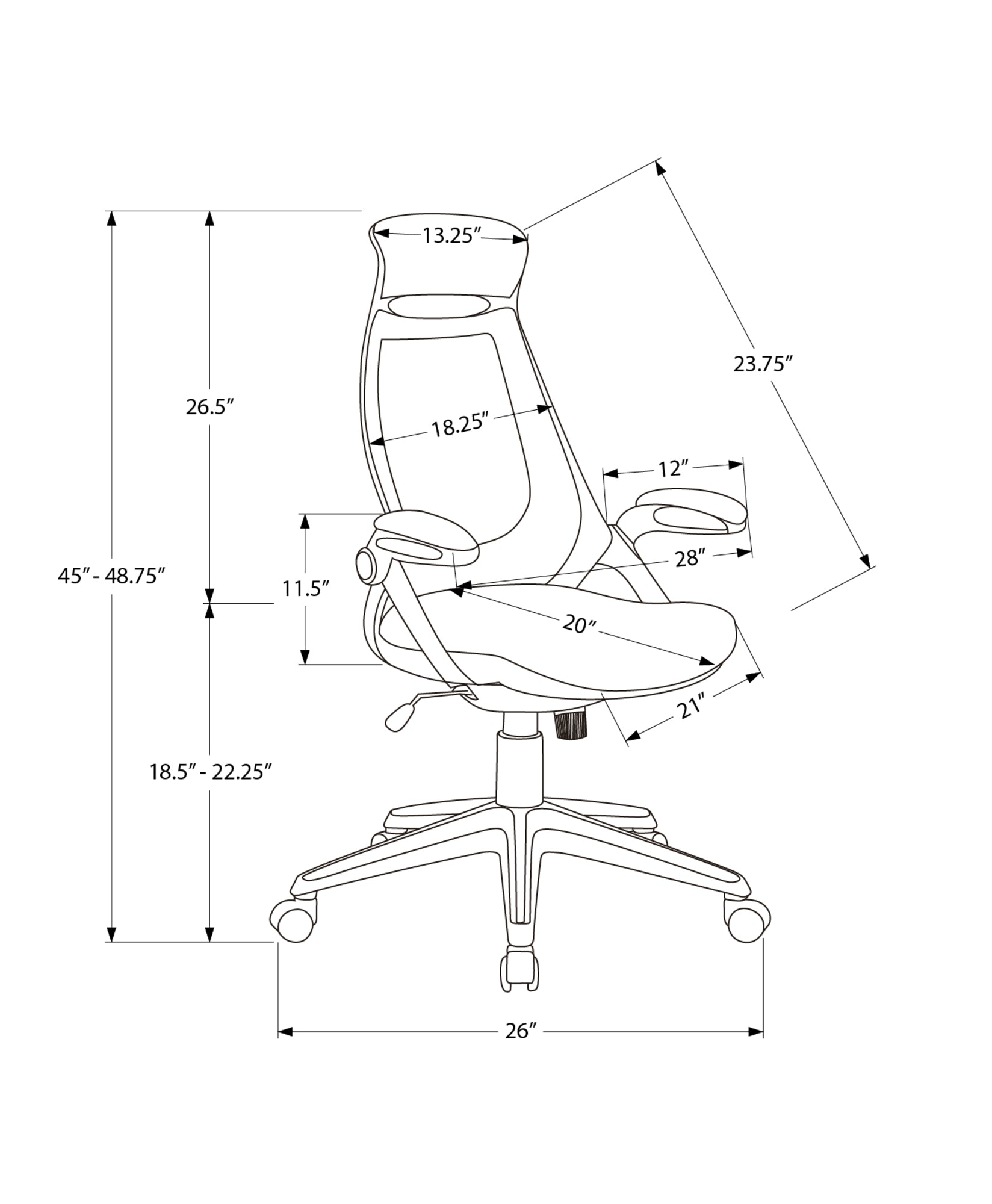 Office Chair, Adjustable Height, Swivel, Ergonomic, Armrests, Computer Desk, Work, Black Leather Look, Black Metal, Contemporary, Modern Black Foam Faux Leather