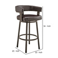 Swivel Counter Barstool With Curved Open Back And Metal Legs, Dark Brown Brown Metal