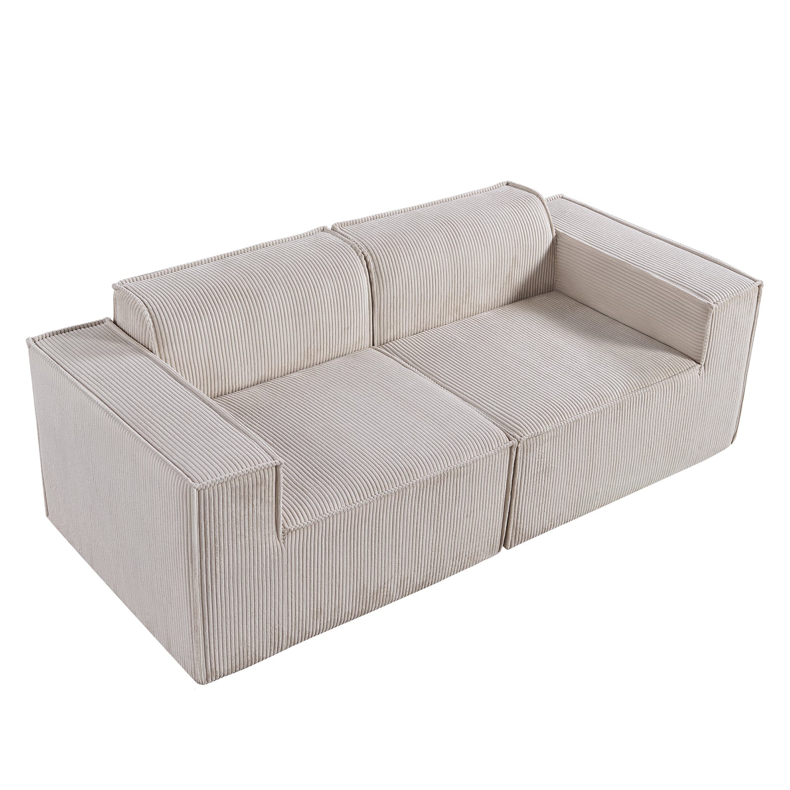 78.74" Modular Sectional Sofa Couch, 2 Seat Modern Corduroy Fabric Loveseat Sofa,High Supportive & Soft Sponges Comfy Sectional Sofa For Living Room, Office, Apartment Beige Foam Corduroy 2 Seat