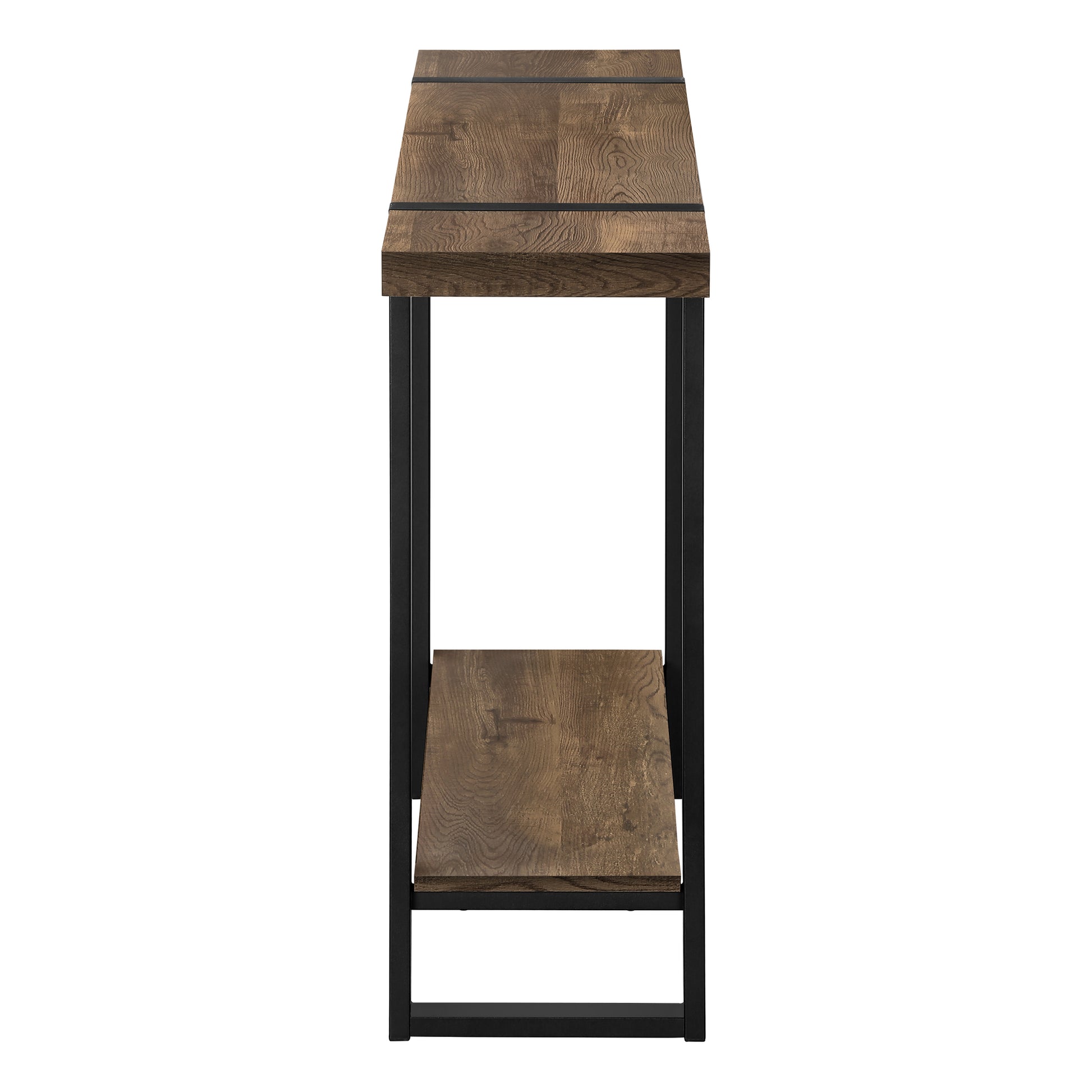 Accent Table, Console, Entryway, Narrow, Sofa, Living Room, Bedroom, Brown Laminate, Black Metal, Contemporary, Modern Brown Mdf