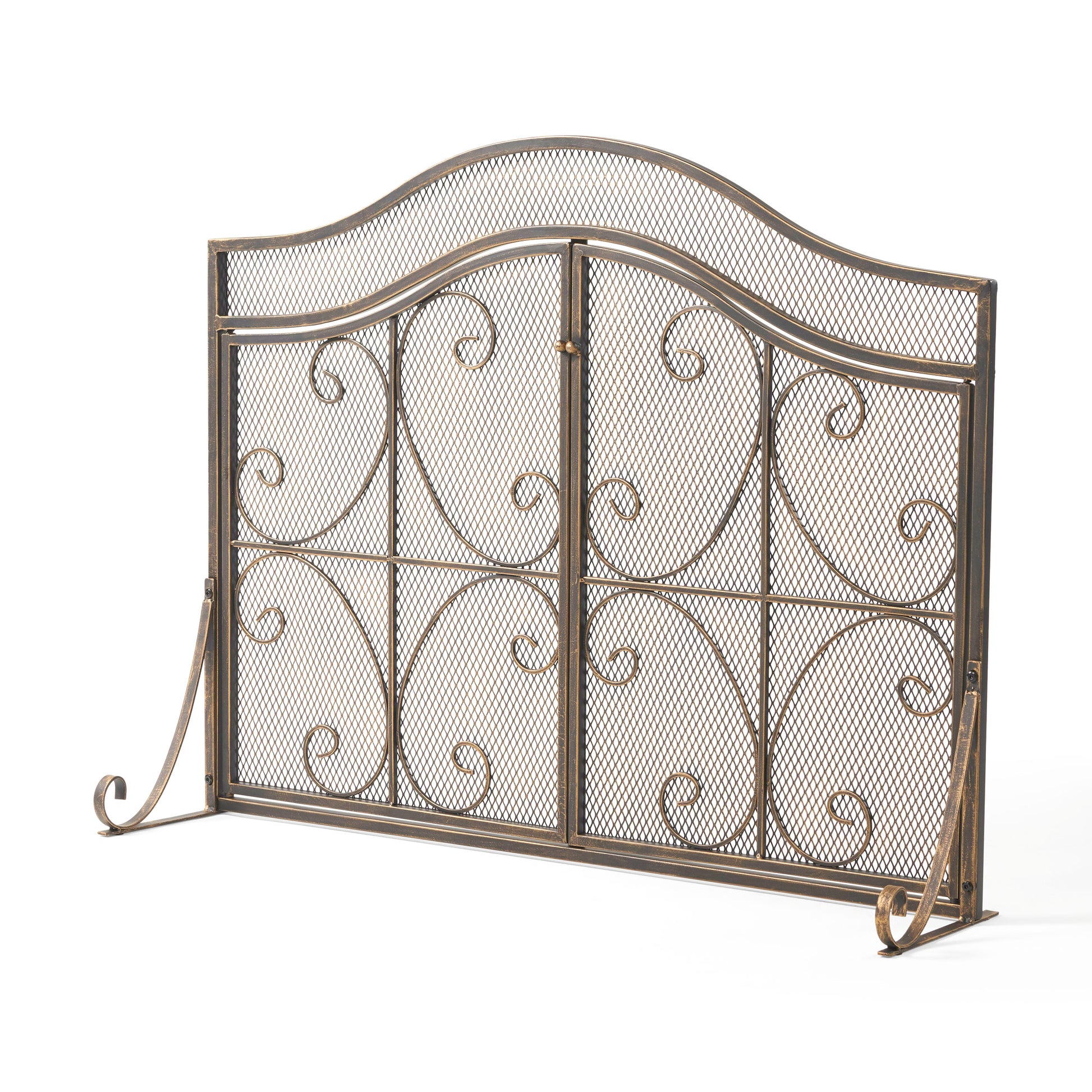 Fire Screen Black Gold Iron