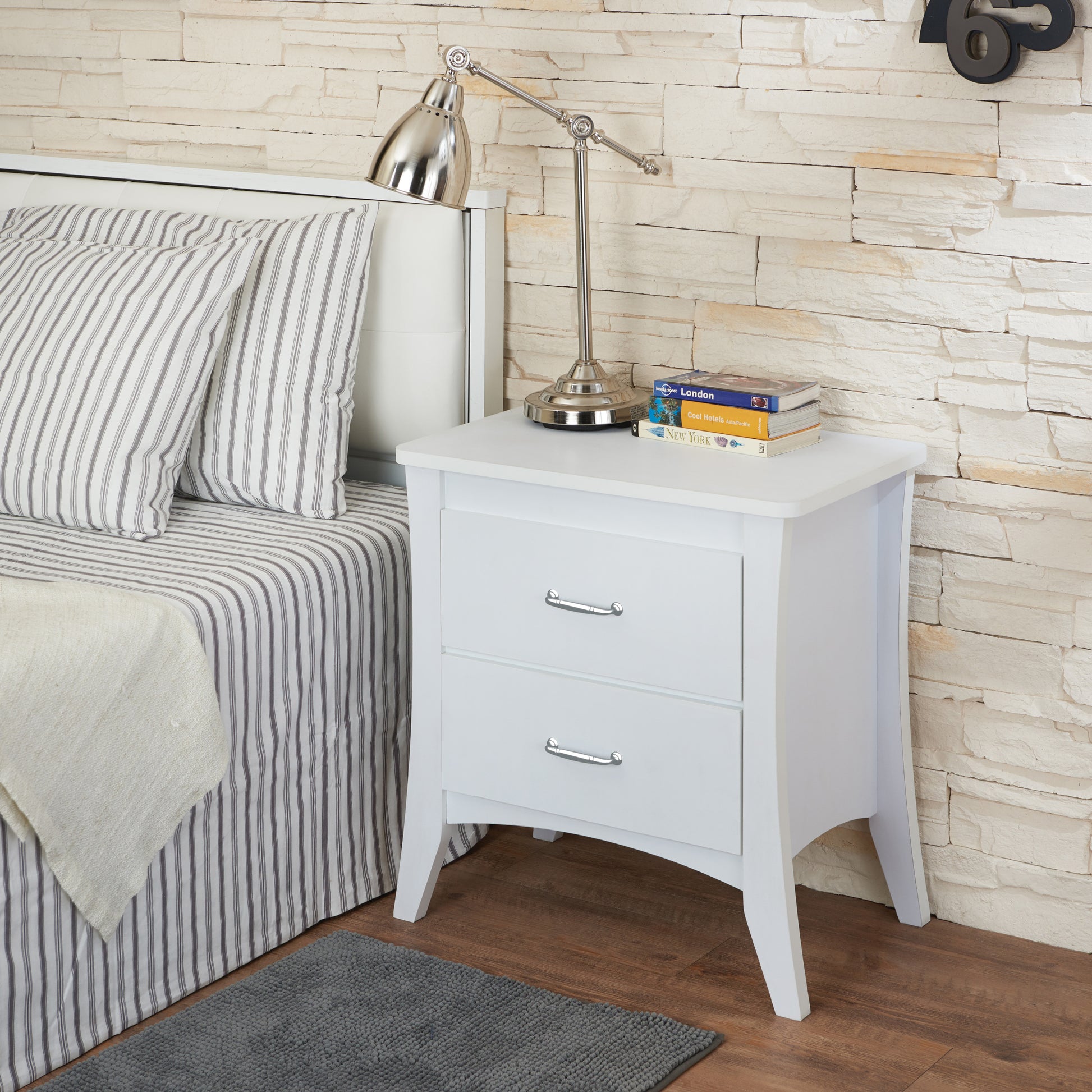 White 2 Drawer Nightstand White 2 Drawers Rectangle Bedroom Drawers White Wood