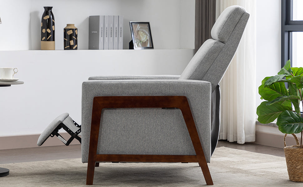 Set Of Two Wood Framed Upholstered Recliner Chair Adjustable Home Theater Seating With Thick Seat Cushion And Backrest Modern Living Room Recliners,Gray Gray Linen