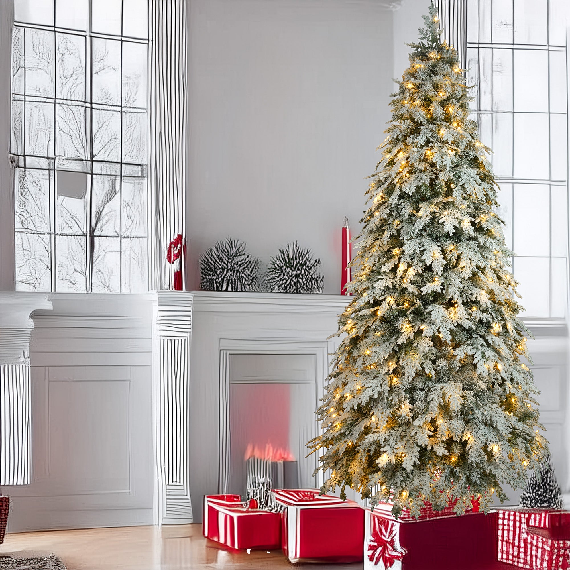7.5Ft Artificial Christmas Tree With 400 Led Lights And 1200 Bendable