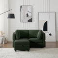Space Saving Small Sectional Sofa With Ottoman, 2 Seater Sofa With 1 Ottoman, All Seats And Ottomans With Storage Function Green Green Polyester 2 Seat