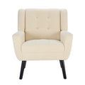 Modern Soft Teddy Material Ergonomics Accent Chair Living Room Chair Bedroom Chair Home Chair With Black Legs For Indoor Home White Teddy Fabric White Foam Upholstered