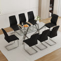 Table And Chair Set.Large Minimalist Rectangular Glass Dining Table For 6 8 With 0.39
