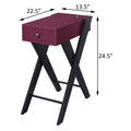 Burdy And Black Side Table With Usb Ports Burgundy Primary Living Space Pine Drawers Rectangular Wood