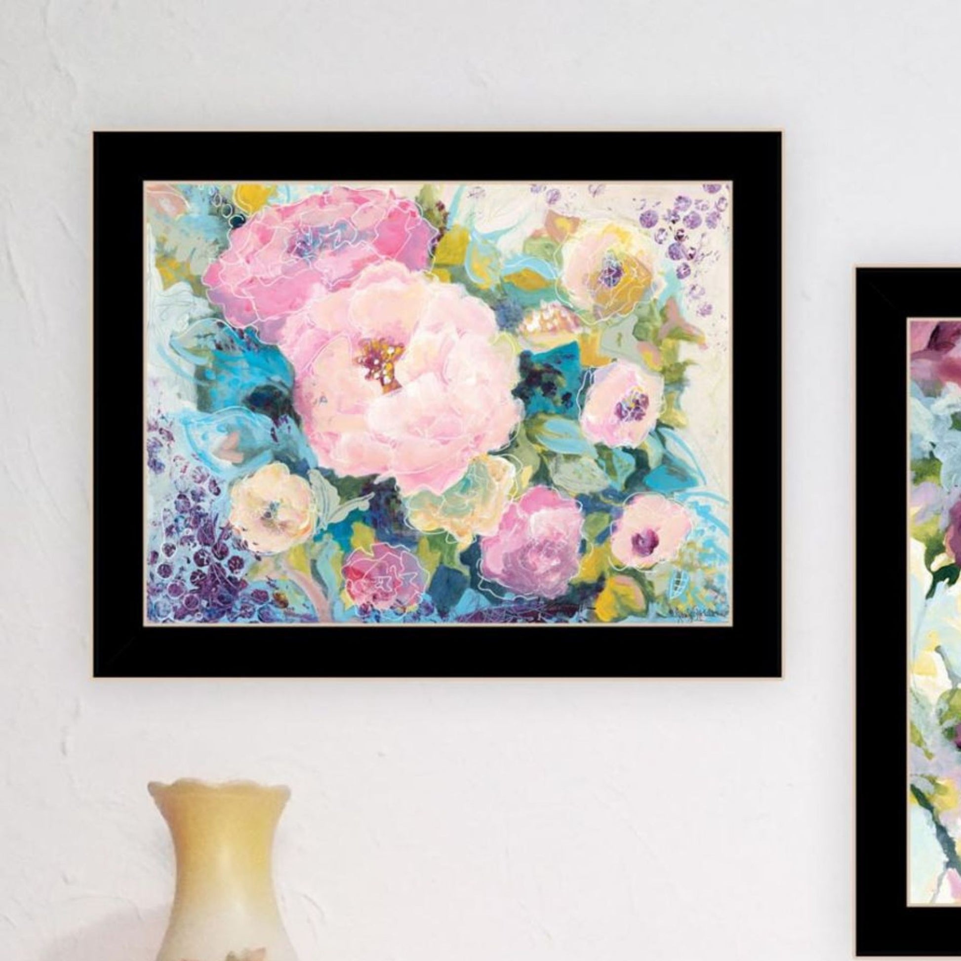 Abstract Florals To Wish You Good Luck, Success, Longevity Should Keep You Smiling Framed Wall Art For Living Room, Wall Art Print For Home Decor, Bedroom Wall Art By Jennifer Holden Multicolor Wood Paper