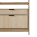 Transitional Wide Reeded Bookshelf With Drawers On Bottom Oak Oak Mdf Mdf