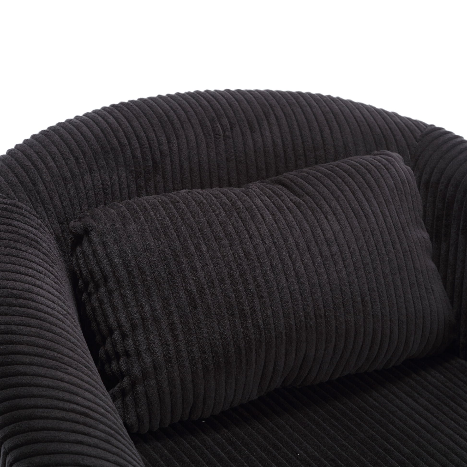 Coolmore Living Room Accent Barrel Chair, Century Modern Style Decorative Chair, Armchair For Living Room With Thick Cushions And Pillows, Comfy Single Sofa Chair, Chair With Wooden Legs,Black Black Corduroy