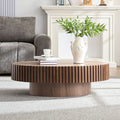 Modern Handcraft Drum Coffee Table Length 43.7 Inch Ellipse Coffee Table For Living Room,Oval Small Coffee Table With Sturdy Pedestal,Walnut Mdf Walnut Mdf