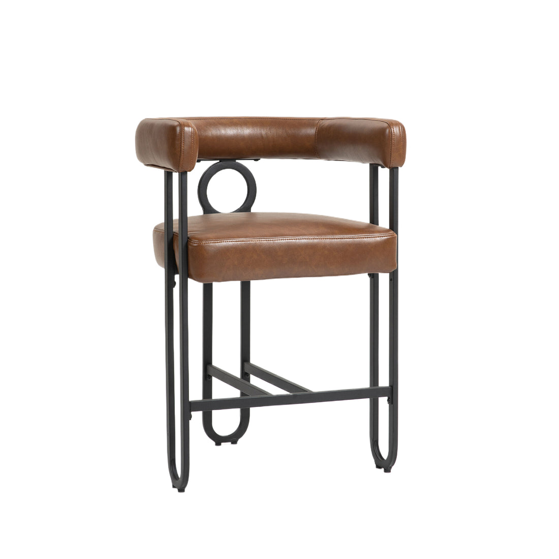 Coolmore Bar Stools Set Of 1, Modern Bar Stool With Back, Black Metal Frames, Upholstered Bar Stools For Kitchen Island, Pub, Club Light Brown Pu Light Brown Primary Living Space Foam Pu