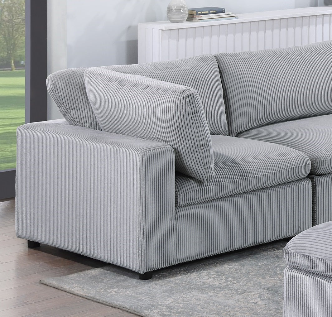 Dark Gray Color 6Pc Modular Sectional Set Corduroy Upholstery Couch 3X Corner Wedge 2X Armless Chairs 1X Ottoman Living Room Furniture Dark Gray Primary Living Space Cushion Back Contemporary,Modern