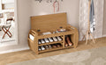 Retro Multifunctional Storage Bench With Cushion And Curved Side Panel For Entrance And Living Room Natural Natural Mdf