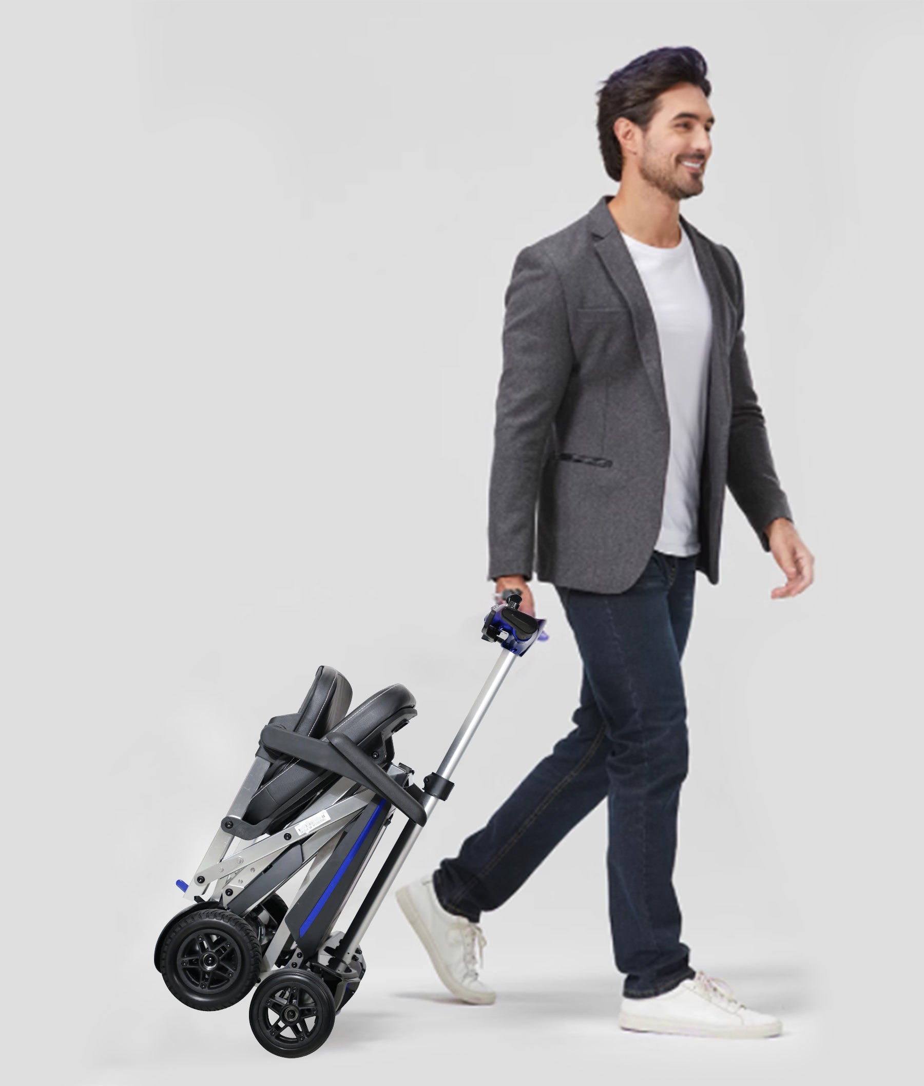 Mobifree Powered Lightweight Manual Folding Mobility Scooter M2020 For Adults And Seniors. Blue Abs,Aluminium Alloy,Pvc,Rubber