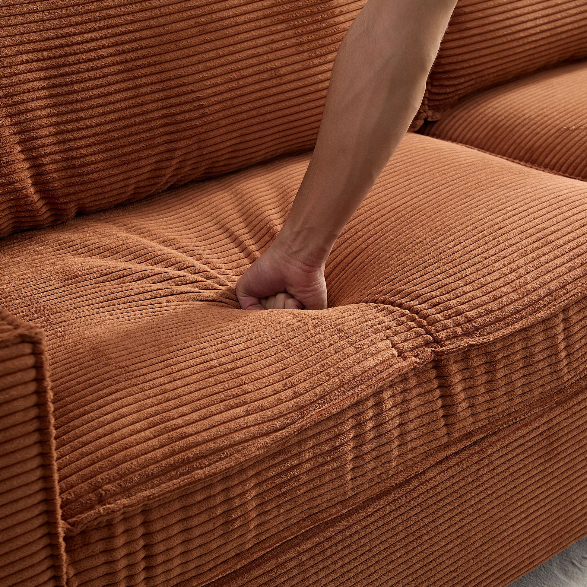 Corduroy Sofa, 87.4 Inch Modern Design Sofa With Cup Holder And Storage Bags, Deep Seat Sofa Couch,Comfy Couch For Living Room,Apartment,Office,Brown Brown Corduroy 3 Seat