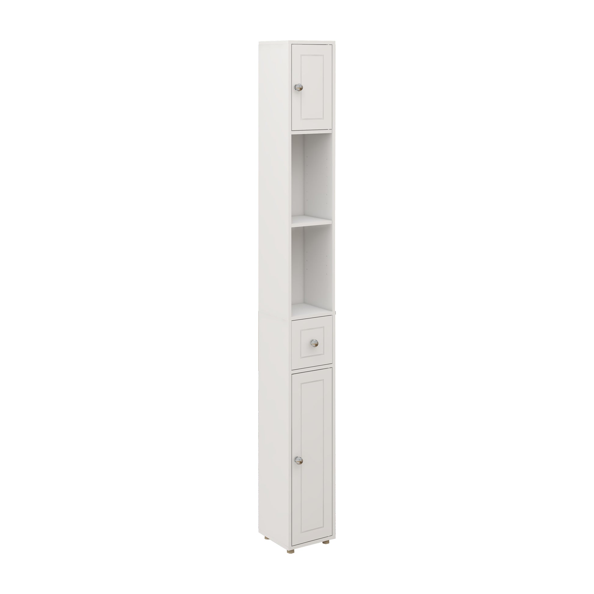 Tall Slim Bathroom Storage Cabinet, 71" Freestanding Bathroom Cabinet With 1 Drawer, 2 Doors And 4 Adjustable Shelves White White Mdf