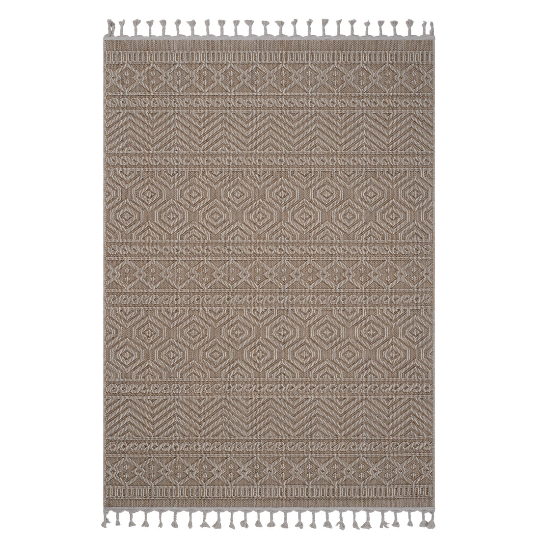 4X6 Mocha Geometric Indoor Outdoor Area Rug Mocha Polypropylene