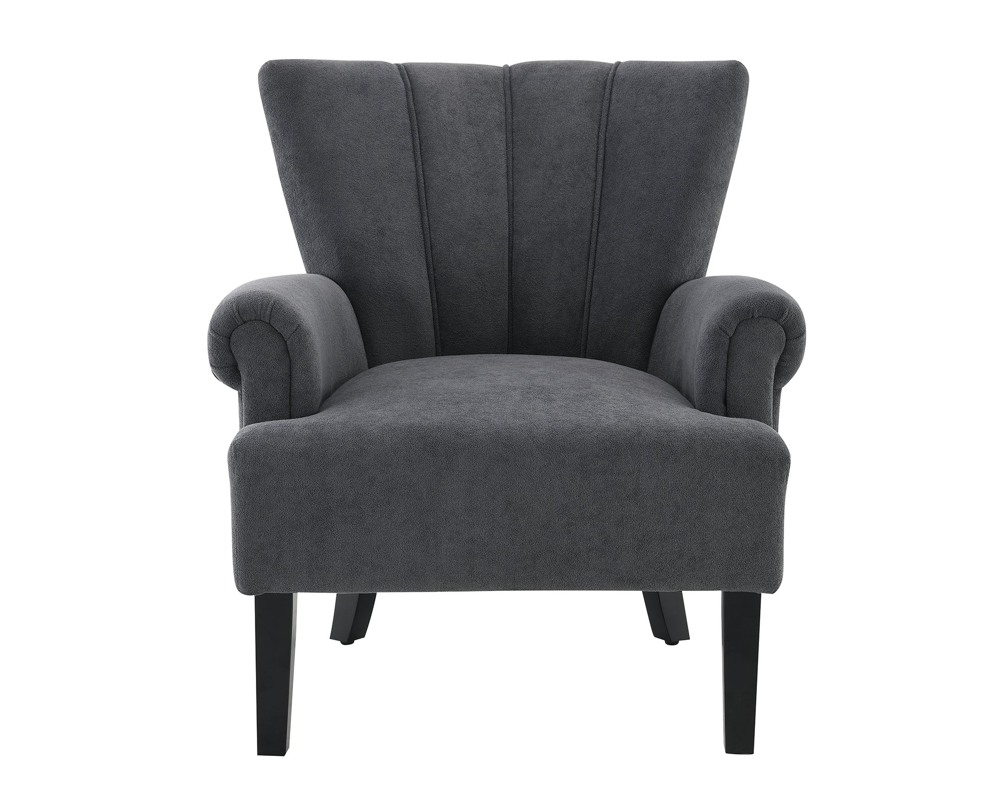 Modern Accent Living Room Chairs,Polyester Armchair Club Chair With Channel Back, Accent Chair For Living Room, Bedroom Reading Room, Soft Fabric, Wooden Leg, Dark Grey Dark Grey Primary Living Space Modern Foam Plywood