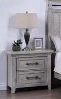 Light Gray Finish 1Pc Two Drawers Nightstand Wooden Bedroom Furniture Metal Pull Furniture Light Gray 2 Drawers Bedroom Bedside Cabinet Transitional Wood