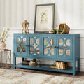 Elegant Retro Console Table Storage Cabinet Sideboard With Mirrored Doors, Spacious Shelves, And Durable Acacia Wood Legs Perfect For Living Room, Dining Room, Or Entryway Antique Navy Antique Navy Primary Living Space Solid Wood Mdf