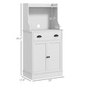 Homcom Microwave Cabinet With Storage Drawer, Double Door Cabinet And Adjustable Shelf, Buffet With Hutch And Cable Hole, Storage Cabinet For Kitchen, Dining Room, Living Room, White White Mdf