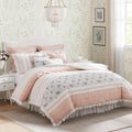 9 Piece Cotton Percale Comforter Set Blush King King Blush Polyester