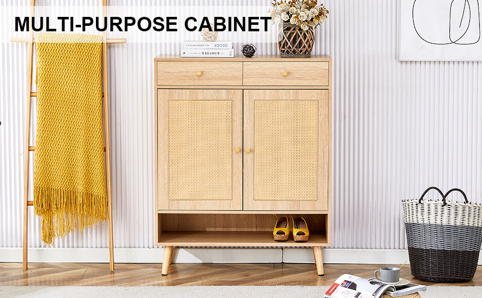 Modern Minimalist Storage Cabinet, Rattan Shoe -