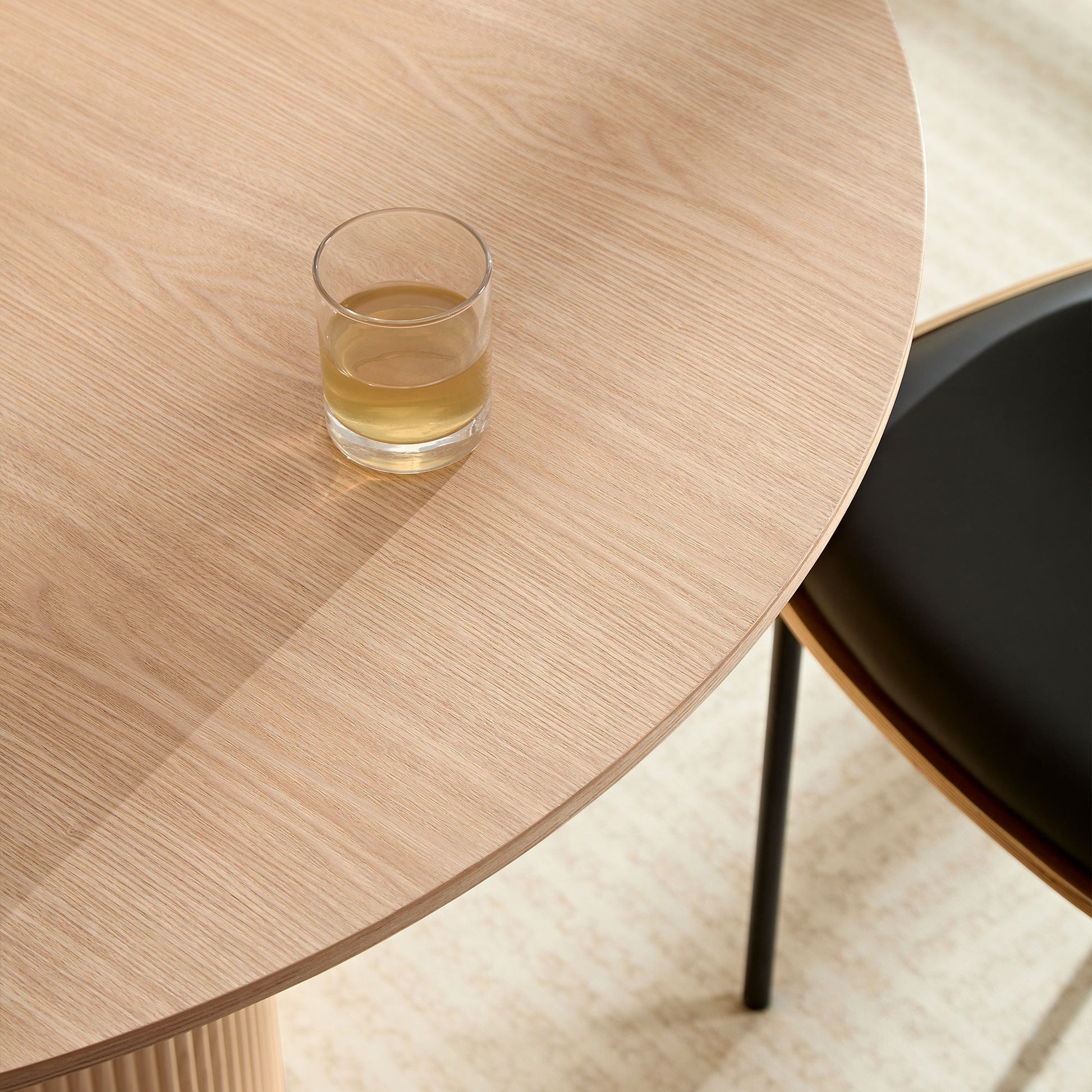 47,24 Inch Mdf Dining Table For Dining Room Round Dinner Tables Mid Century Modern Table Oak Oak Mdf