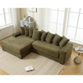 Arrived Oversized Two Piece Couches, L Shaped Sofa, Corduroy, Left Chaise Daybed,With Armrests,Eight Throw Pillows,Corner Sofa,Easy To Assemble, Green Green Polyester Wood Primary Living Space Medium Soft Pillow Back Modern Square Arms Wood 3 Seat