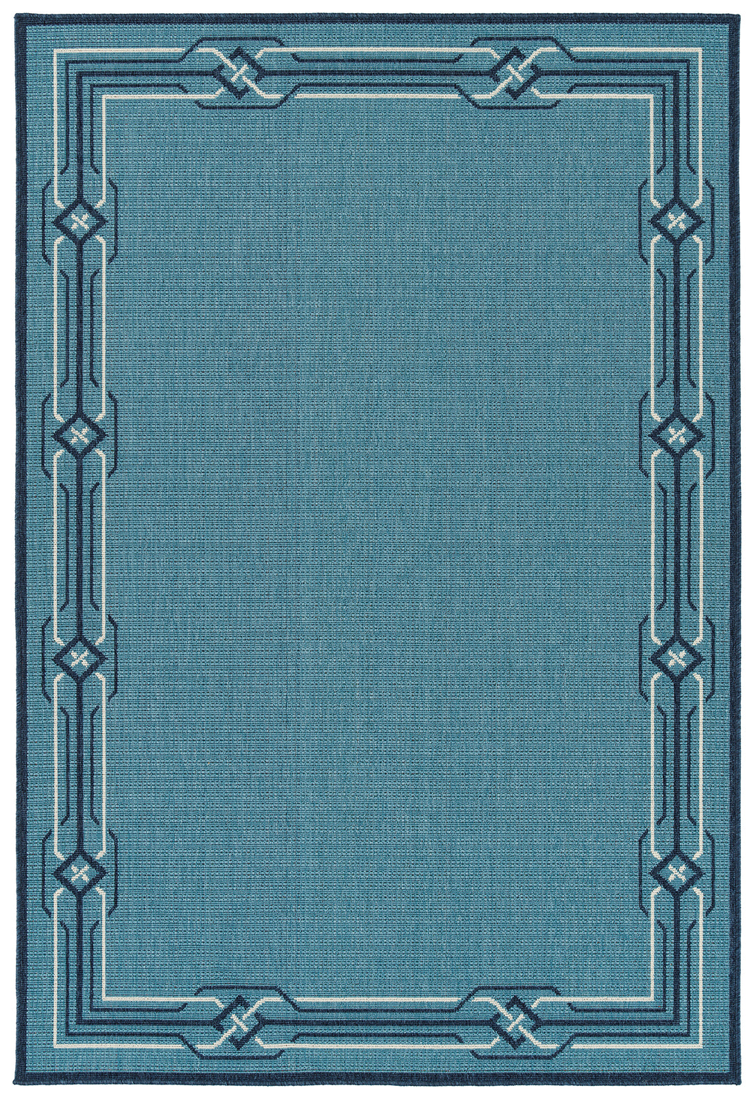 Casual, Traditional, Transitional, Geometric, Nautical, Coastal, Novelty, Textured Loop Pile 2'5" X 3'9" Rectangle Throw Rug Light Blue Polypropylene