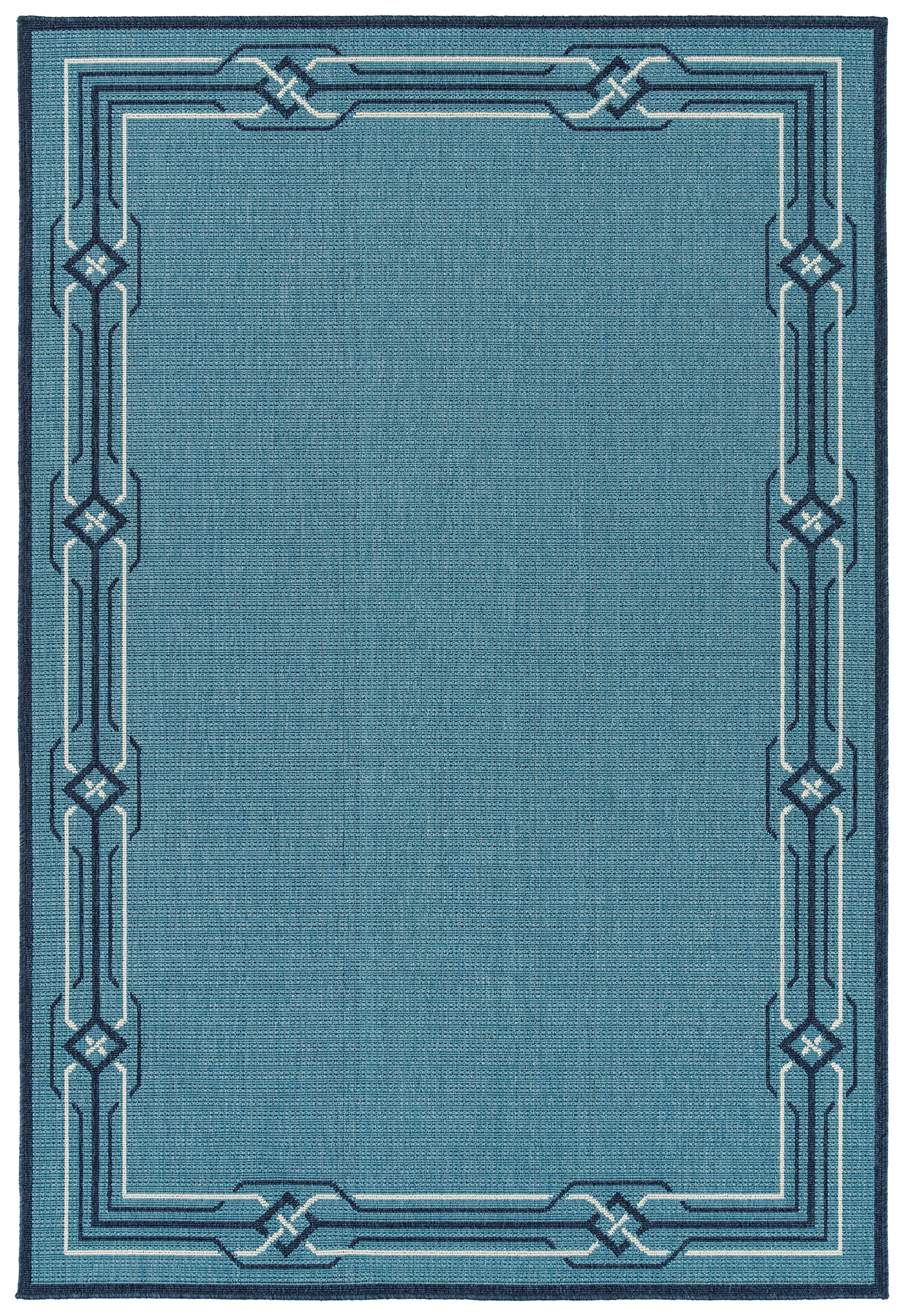 Casual, Traditional, Transitional, Geometric, Nautical, Coastal, Novelty, Textured Loop Pile 2'5" X 3'9" Rectangle Throw Rug Light Blue Polypropylene