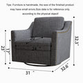 360 Degree Swivel Armchair Cotton Linen Skin Friendly Fabric Ergonomic Design Brass Nail Decorative Armchair Living Room Chairs Bedroom Chairs Living Room Chairs Black Legs Suitable For Indoor Homes Black Gray Modern Foam Cotton Linen