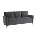 Gray Velvet Upholstery 1Pc Comfort Sofa Plush Seatbacks Tufted Detail Solid Wood Frame Modern Living Room Furniture Gray Velvet Wood Primary Living Space Modern Flared Arms Solid Wood 3 Seat