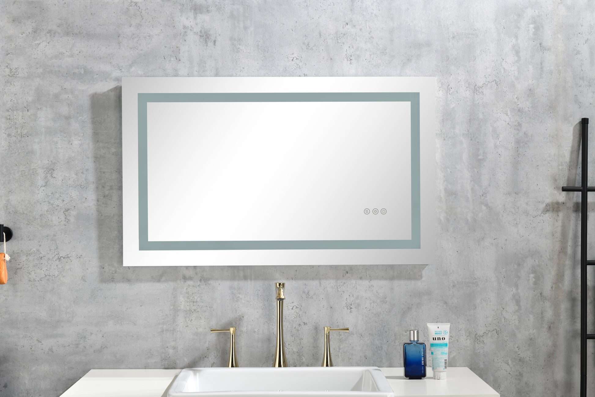 Led Bathroom Mirror 40 "X20" With Front And Backlight, Large Dimmable Wall Mirrors With Anti Fog, Memory, 3 Colors, Led Vanity Mirror White Aluminium