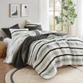 7 Piece Stripe Comforter And Quilt Set Full Queen Multicolor Polyester