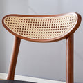 Table And Chair Set, Ancient Style Solid Wood Dining Table, Imitation Rattan Table Legs, Beautiful Simple Solid Wood Dining Chair, Perfect For Dinner, Meetings, Home And Office Decoration Walnut Rubber Wood