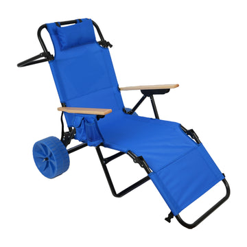 Beach Cart Chairs With Wheels 2 In 1 Foldable Beach Lounge Chair With Integrated Wagon Pull Cart Perfect For Backyard Pool Or Picnic Light Blue Garden & Outdoor American Design,American Traditional Iron