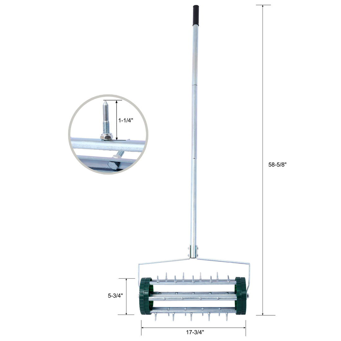 Spike Lawn Aerator, Heavy Duty Rolling Lawn Aerator, Garden Yard Rotary Push Lawn Aeration With Steel Handle Green Steel