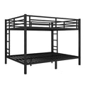 Metal Queen Over Queen Bunk Bed For Teens And Adults,Space Saving Noise Reduced No Box Spring Needed, Black Box Spring Not Required Queen Black Metal