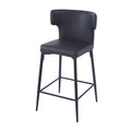 28Inch Counter Height Bar Stools Set Of 2, Modern Bar Upholstered Chairs With Pu Leather, Metal Footrest And Frame For Kitchen Island, Bar Table, Dining Room, Black Solid Kitchen Solid Back Set Of 2