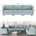 Modular Sectional Sofa, Convertible Sofa Seat With Storage, Sets Including Three Seater Sofa & Couches,Loveseat And Single Chair 1 2 3 Seat For Living Room Antique Blue Fabric 6 Seat