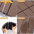 Wood Plastic Composite Deck Tiles Set Of 20, Sustainable Fsc Composite Decking Resist Rust, Water, Weather, Easy To Diy & Maintain, Ideal For Patios, Balconies, Rooftops, Coffee Color Coffee Wood Plastic